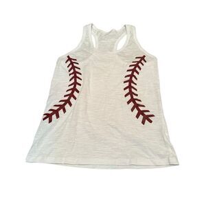 Women’s baseball print racer sock tank top white one size fits most